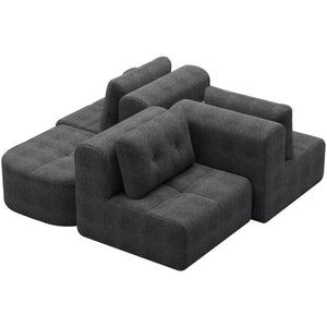 English Elm Modular Sectional Sofa with Chaise Full Foam Build Woven Fabric for Living Room Dark Grey W2379S00007