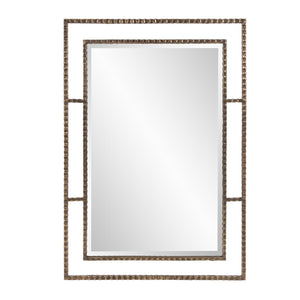 Howard Elliott Gavin Antique Bronze Finish Mirror - Versatile Rebar Textured Frame Ready To Hang Horizontally Or Vertically Brown Iron 19148-howard-elliott