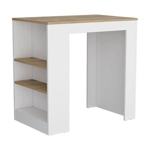 English Elm Harlan Kitchen Island Counter Height White/Macadamia with 23.2"x36.2" Top and 3 Open Side Shelves B128P148714