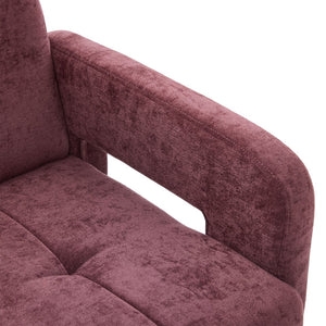 English Elm Nordic Ergonomic Double Armchair Upholstered Chenille Two-Seater Sofa 550lb Capacity Compact Lounge Chair WINE RED W395P380533