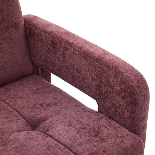 English Elm Nordic Ergonomic Double Armchair Upholstered Chenille Sofa 2-Seater Compact Lounge Chair 550LB Capacity WINE RED W395P380533