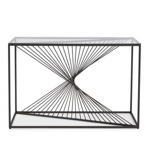Howard Elliott Optical Twist Console Table - Modern Glass Top With Unique Iron Frame For Stylish Home Décor Gray Iron 19153-howard-elliott