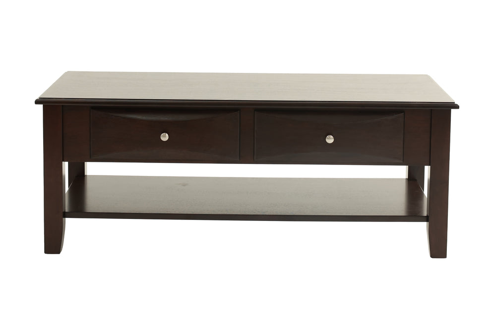 English Elm Classic Modern wooden coffee table with Ogumi veneer top, drawers & lower shelf for stylish storage Antique Black,Espresso 28 L x 10 W x 51 H B011P395606