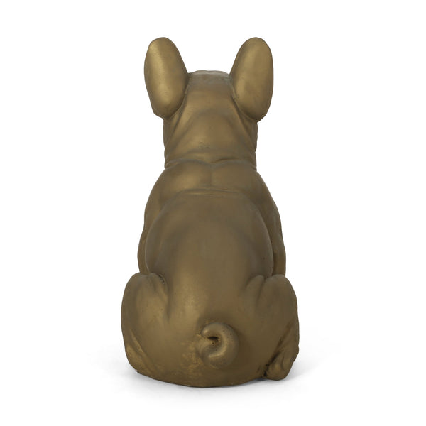 English Elm Christopher Knight Home® - DOG French Bulldog Garden Sculpture Cast Stone Outdoor Accent with Antique Wash, Durable Charm Gold 70293.00RUSGLD
