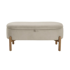 English Elm Storage Bench Corduroy Upholstered Lift Top Seat with Wood Legs Mid Century Bedroom Taupe B011P298252