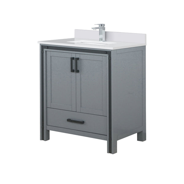 English Elm Dark Grey Bath Vanity 30" W X 22" D With Cultured Marble Top, Faucet, And Soft-Close Storage Solutions B2731P260594
