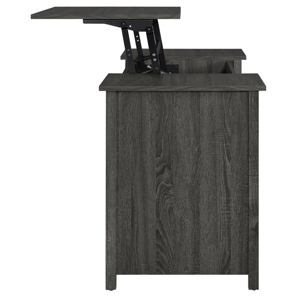 English Elm Rayna Weathered Grey Lift-Top 4-Drawer Office Desk with Easy-Glide Storage and Brushed Zinc Hardware B062P351423