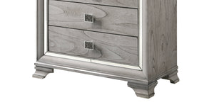 English Elm Contemporary Light Gray Brown 5-Drawer Chest with Mirrored Accents, Faux Crystal Pulls, Glam Bedroom Storage B011P215612