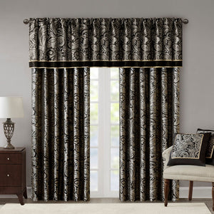 English Elm Jacquard Curtain Panel Pair - Luxurious Paisley Weave With Metallic Accents For Elegant Windows B03598084