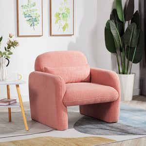 English Elm Stylish Teddy Fleece Single Sofa Chair with Arms and Pillow, Cozy Accent Armchair for Living Room Pink 30 L x 24.75 W x 24 H W1716P196472