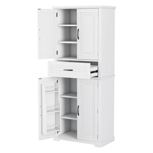English Elm Christopher Knight Home® - Bathroom Storage Cabinet with Doors Drawer and Adjustable Shelves — MDF Build, Anti-Tip Safety, Modern Appeal White N759P241667K