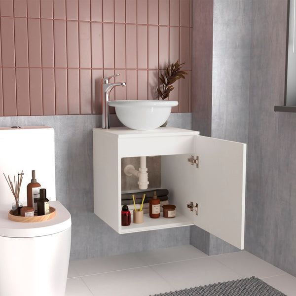 English Elm Colville Floating Wall Mount Vanity Cabinet Matte Finish Modern Bathroom Storage White B092P439900