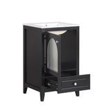 English Elm 20" Bathroom Vanity With Sink, Bathroom Cabinet With Soft Closing Glass Door, A Drawer, Black