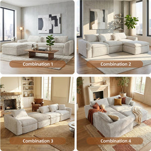 English Elm 108-inch Corduroy Sectional Sofa with Cloud Cushions for Relaxed Living Room Lounging W5105S00002