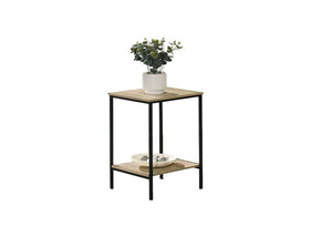 English Elm Rustic 3pc Table Set with Wrought Metal Abstract Side Panels Engineered Wood Tops Durable Charm Natural 47 L x 21 W x 5 H B2741P392069