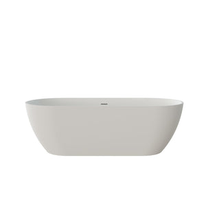 English Elm 69'' Stone Resin Freestanding Soaking Tub Matte White Spa Bath Solid Surface T5287P418032