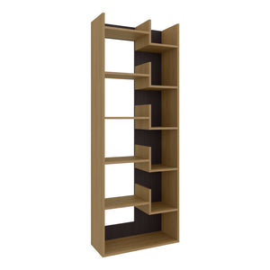 English Elm Magnolia Modern Geometric Bookcase – Macadamia/Black Engineered Wood, Space-Saving Shelf Divider B092P309163