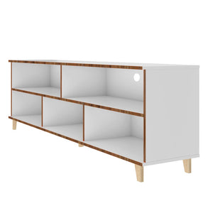 Manhattan Comfort Warren Mid-Century Modern TV Stand White and Oak 191AMC160