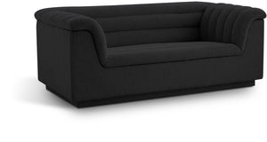 Cascade Black Boucle Fabric Loveseat 191Black-L Meridian Furniture