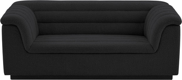 Cascade Black Boucle Fabric Loveseat 191Black-L Meridian Furniture