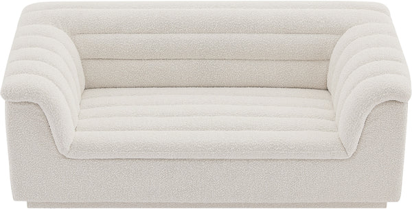 Cascade Cream Boucle Fabric Loveseat 191Cream-L Meridian Furniture