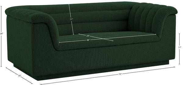 Cascade Green Boucle Fabric Loveseat 191Green-L Meridian Furniture