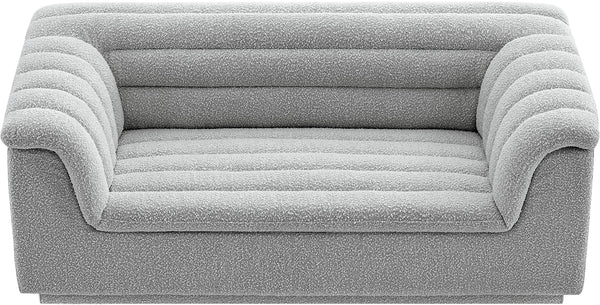 Cascade Grey Boucle Fabric Loveseat 191Grey-L Meridian Furniture
