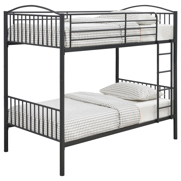 English Elm Anson Gunmetal Twin Over Twin Bunk Bed with Sturdy Steel Slats, Durable Metal Frame, Sleek Industrial Style B062P344917