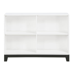 English Elm White Garretson 4-Shelf Bookcase with Rustic Contrast Base Rail — Transitional Wooden Storage for Living Room White 46.5 L x 30.75 W x 9.25 H B011P255287
