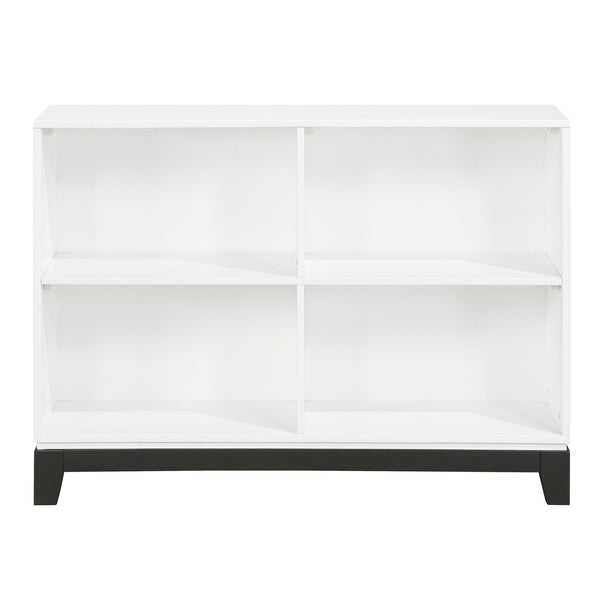 English Elm White Garretson 4-Shelf Bookcase with Rustic Contrast Base Rail — Transitional Wooden Storage for Living Room White 46.5 L x 30.75 W x 9.25 H B011P255287