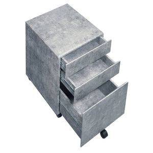 English Elm Silver Faux Concrete 3-Drawer File Cabinet on Casters — Mobile, Manual-Close Storage for Office & Home B062P184519