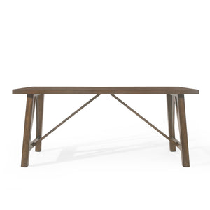 English Elm Christopher Knight Home® - DINING Table with Farmhouse Charm, Solid Rubberwood Frame, Wood-Look Top, 71" x 44.5" Spacious Design Antique brown 69001.00ABRN