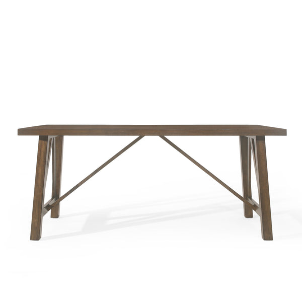 English Elm Christopher Knight Home® - DINING Table with Farmhouse Charm, Solid Rubberwood Frame, Wood-Look Top, 71" x 44.5" Spacious Design Antique brown 69001.00ABRN