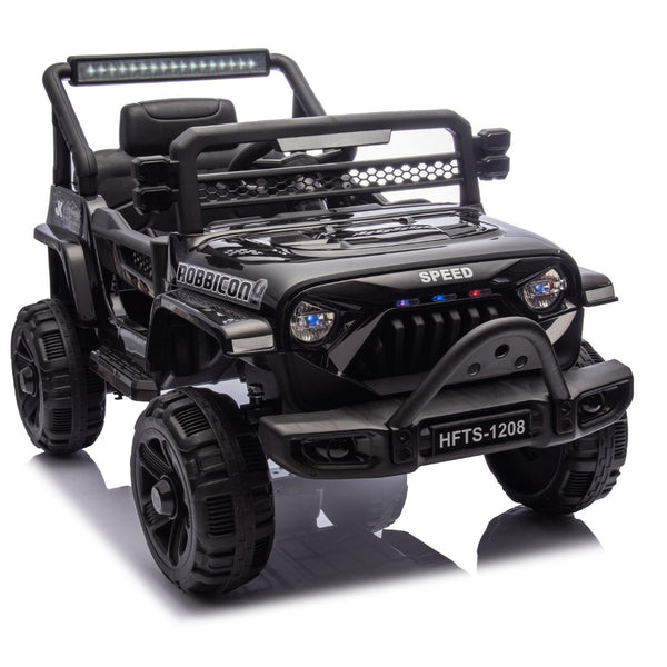 English Elm 12v Kids Electric Ride on Truck with Parental Remote Four Wheel Suspension and Led Lights Black W1578P187459