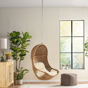English Elm Christopher Knight Home® - Berkshire Woven Hanging Chair With 8Ft Adjustable Chain – Cozy Indoor/Outdoor Seat With Cushions 70842.00BGE
