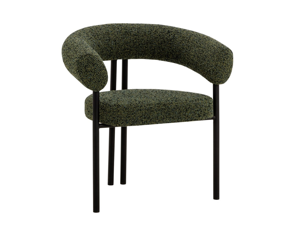 Sunpan ONIVA Dining Armchair – Modern Black Upholstered Comfort with Stylish Curves for Any Space 112264