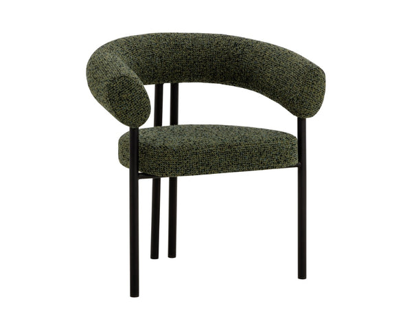 Sunpan ONIVA Dining Armchair – Modern Black Upholstered Comfort with Stylish Curves for Any Space 112264