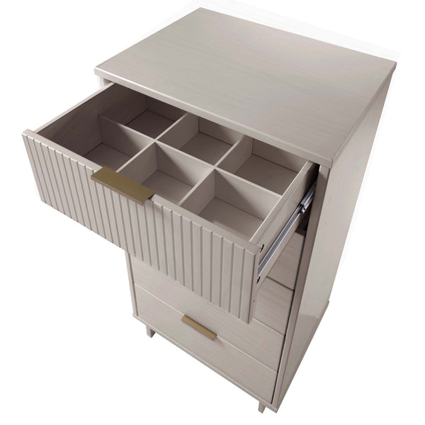 English Elm Granville 24" 5-Drawer Chest In Light Gray – Modern Solid Wood Storage With Gold Accents & Style B365S00073