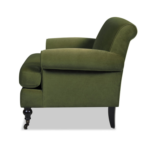 English Elm Jennifer Taylor Home - Alana 38" Lawson Accent Chair With Metal Casters - Olive Green Performance Velvet For Ultimate Comfort B2719P238306