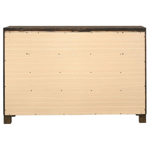 English Elm Bren Eight Drawer Rustic Dresser Wire Brushed Rubberwood Grain Farmhouse Bedroom Storage B062P451983