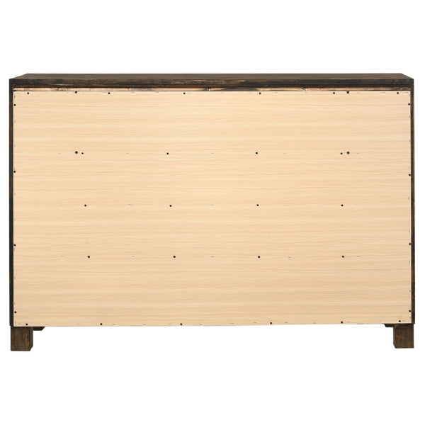 English Elm Bren Eight Drawer Rustic Dresser Wire Brushed Rubberwood Grain Farmhouse Bedroom Storage B062P451983