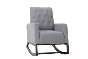 English Elm Rocker Diamond-Tufted Upholstered Rocking Chair with Plush Cushions, Exposed Legs, Elegant Accent Steel Gray 29 L x 28 W x 20 H B089P240471