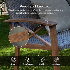 English Elm Aluminum Outdoor Conversation Set Pe Wicker 4 Piece Patio Sofa with Quick Dry Cushions W1859S00179