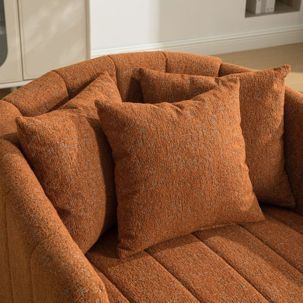 English Elm 39"w Chenille Barrel Swivel Chair Tufted Pumpkin Silhouette Cozy Reading Accent Seat Orange W3118S00040