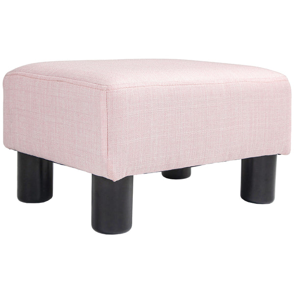English Elm Homcom Compact Pink Ottoman Footrest, Stylish Linen Upholstered Cube Seat For Living Room Decor W2225P217638