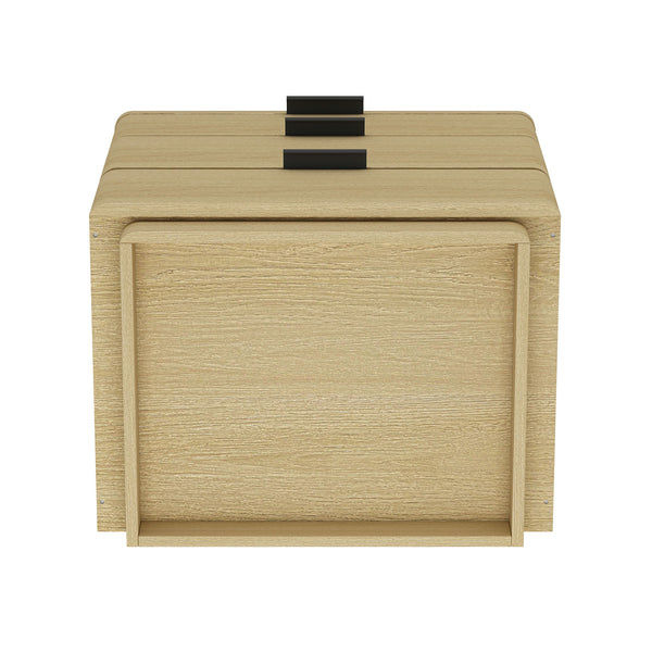 English Elm Payton 26" Nightstand Natural Oak 3-Drawer — Modern Minimalist Bedside Storage, Metal Handles B365P398196