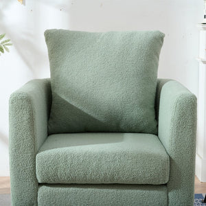 English Elm Modern Accent Chair Upholstered Armchair with Chenille Fabric, Ergonomic Padded Seat, Wood Legs for Living Room Seating Comfort and Stylish Mid Century Flair Green W1028P236497
