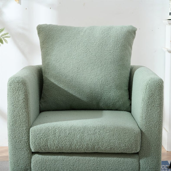 English Elm Modern Accent Chair Upholstered Armchair with Chenille Fabric, Ergonomic Padded Seat, Wood Legs for Living Room Seating Comfort and Stylish Mid Century Flair Green W1028P236497