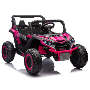 English Elm 24v Two Seat Kids Electric Utv with Parental Remote Suspension Off Road Ride On Pink W1578P184801