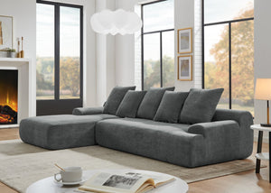 English Elm 110.25x67'' Compression Sofa Modern Upholstered L-Shape Sectional Couch 4-Seat Melange Velvet Comfort Grey W1413S00082